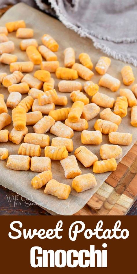 Gnocchi Sweet Potato, Sweet Potato Gnocchi Recipe, Paleo Comfort Food, Eggs And Sweet Potato, Gnocchi Recipes Homemade, Freeze Sweet Potatoes, Comfort Pasta, Gnocchi Recipe, Sweet Potato Gnocchi