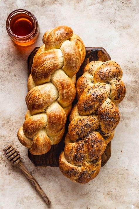 Challah Bread made with four strands #challah #bread #braid #homemadebread #baking Braid Pictures, Bread Braid, Challah Bread Recipe, 4 Strand Braid, Challah Bread Recipes, Braided Bread, Challah Bread, Strand Braid, Bakery Bread