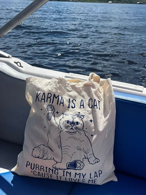 taylor swift tote bag karma the eras tour Taylor Swift Bag, Taylor Swift Tote Bag, Taylor Swfit, Lululemon Bags, Cat Purr, Girls Tote, Tour Merch, Happy Gifts, Aesthetic Black