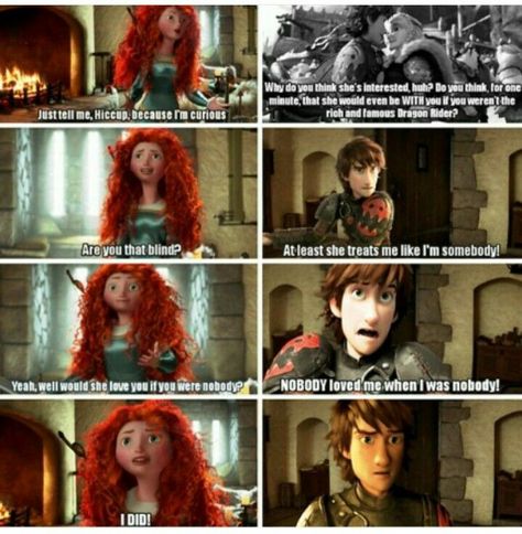 Awww know the reference but I like Astrid but Merida and hiccup r so cute! Shark Tales, Dimitri Anastasia, Merida And Hiccup, Disney Mignon, Shark Tale, Frozen And Tangled, Disney Ships, Phineas Y Ferb, Big Four