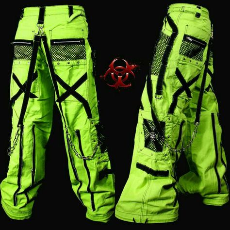 Goth Pants, Hijau Neon, Techno Rave, Tripp Pants, Goth Outfit, Alt Clothes, Cyberpunk Clothes, Punk Outfits, Rave Outfits