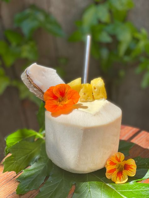 Coconut Drinks In Shell, Coconut Cups, Coconut Drinks, Light Rum, Pineapple Juice, Coconut Water, Tropical Wedding, Coconut Milk, Cognac