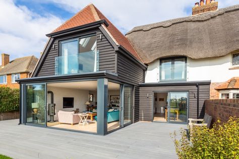 Thatched Cottage Extension, Cottage Modern Extension, West Wittering, Cottage Extension, Thatched House, Cottage Modern, Glass Extension, Modern Extension, Thatched Cottage