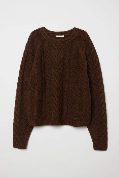 H&M - Cable-knit Sweater - Brown Outfit Aesthetic Boy, Brown Outfit Aesthetic, Vogue Knitting, Brown Outfit, Modieuze Outfits, Swaggy Outfits, Outfit Aesthetic, Garter Stitch, Mode Inspiration