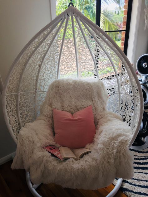 Egg chair room designs Pink Egg Chair, Hanging Chair In Bedroom Preppy, Fluffy Egg Chair Bedroom Pink, Bean Bag Chairs For Adults, Target Egg Chair, Light Pink Hanging Chair, Small Grey Bedroom, Egg Chairs, Beach Chair With Canopy