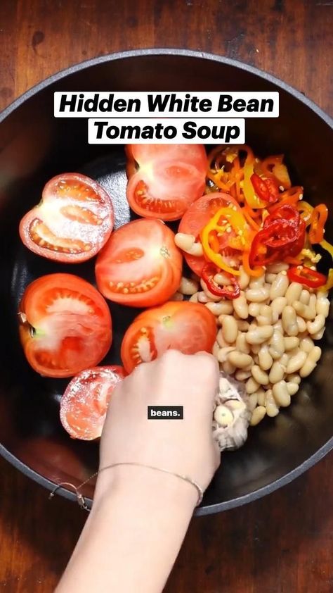 Hidden Beans Recipes, Bean Tomato Soup, Hidden Veggie Recipes, White Bean Tomato, Plant Based Diet Recipes, Vegan Soups, Health Dinner Recipes, Plant Based Eating, White Bean