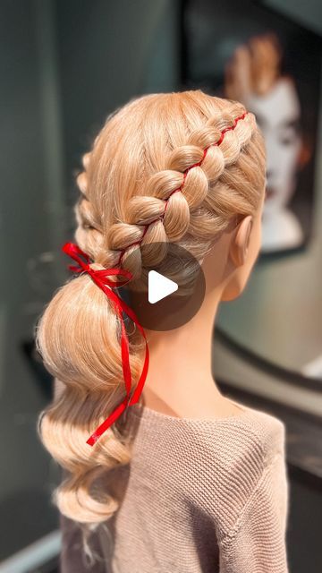 Hairstyle For Christmas, Kids Hairstyle, Hairstyle Long, How To Braid, Ribbon Braids, Easy Hairstyle, Braid Ideas, Christmas Hair, Ribbon Hair