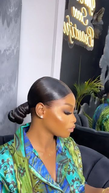 Bantu Ponytail, Bantu Knots With Ponytail, Frontal Ponytail, Frontal Lace Wig, Sleek Hair, Step Workout, Bantu Knots, Sitting Pretty, Ponytail Styles