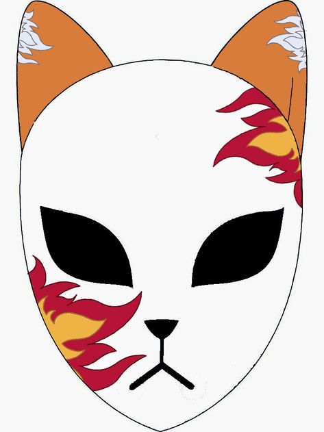 Cool Mask Designs Anime, Masque Demon Slayer, Demon Slayer Mask, Arm Tattoos Lettering, Flame Hashira, Japanese Fox Mask, Japan Graphic Design, Chibi Hair, Kitsune Mask