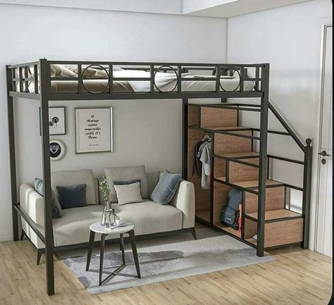 Loft Beds For Small Rooms, Beds For Small Rooms, Loft Style Bedroom, Loft Bed Plans, Diy Loft Bed, Metal Furniture Design, Small Room Design, Room Design Bedroom, Bedroom Loft