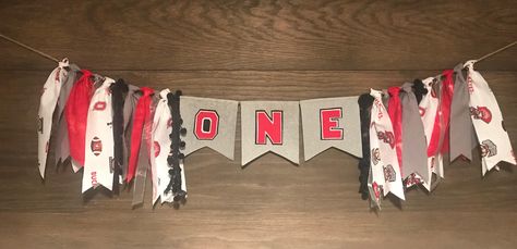 Ohio State First Birthday Party, Ohio State Party Ideas, Ohio State Birthday Party, Present Table, Football Theme Birthday, Football First Birthday, Cake Smash Pictures, First Birthday Banner, Twins Birthday