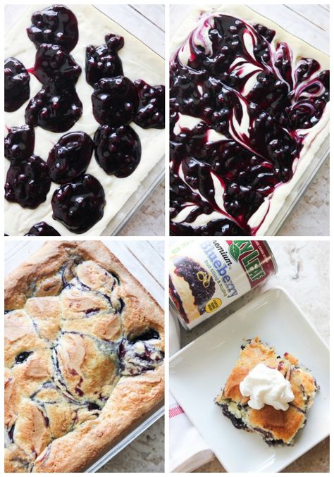 Blueberry Swirl Cake, Blueberry Pie Filling Recipes, Blueberry Pudding Cake, White Cake Mix Cookies, Pudding Cake Mix, Blackberry Dessert, Canned Blueberries, Cream Cheese Bars, Blueberry Cake Recipes