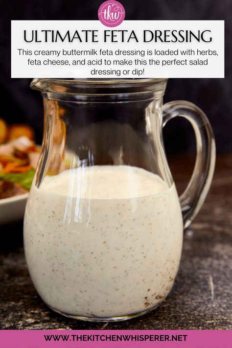 Feta Salad Dressing, Feta Dressing Recipe, Salad Ideas For Lunch, Dressing From Scratch, Salad Dressing Recipes Vinaigrette, Pesto Alfredo, Salad Balsamic, Bagel Crisps, Cilantro Garlic Sauce