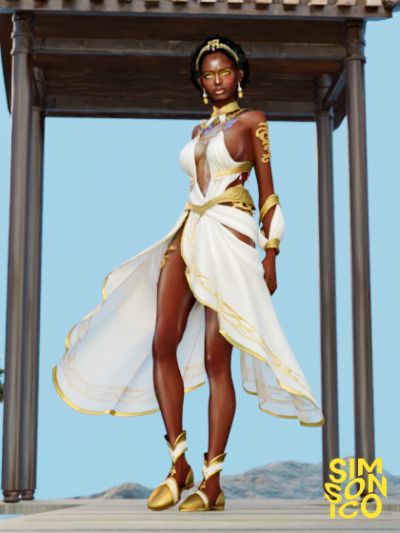 Sims 4 Grecian Cc, Sims 4 Goddess Dress, Sims 4 Cc Greek Goddess, Sims 4 Greek Mythology Cc, Sims 4 Egyptian Cc, Cleopatra Hair, Egypt Dress, Zeus Statue, Desert Dress