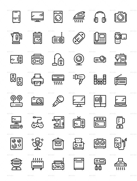 Electronic Devices Drawing, Electronic Devices Design, Object Icons, Electronic Drawing, Cleaning Icons, Logo Online Shop, V Chibi, Laundry Symbols, Flat Design Icons