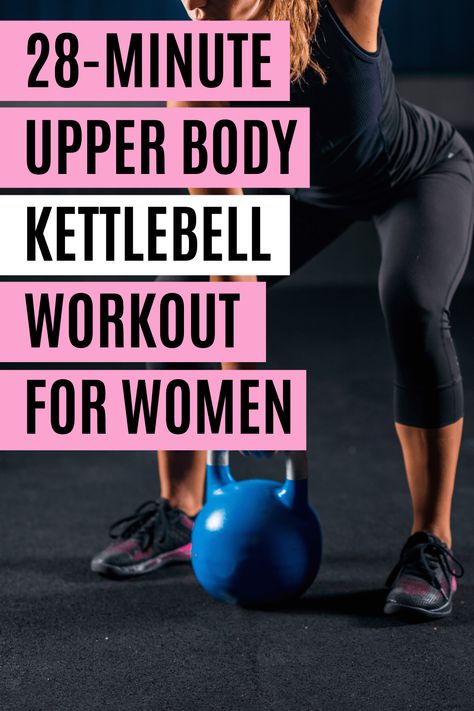 Get toned and defined arms with this quick 28-minute kettlebell workout that targets our upper body and core. Upper Body Kettlebell, Kettlebell Workout For Women, Upper Body Kettlebell Workout, Shoulders At Home, Kettlebell Workouts For Women, Kettlebell Workout Routines, Weights Workout For Women, Best Kettlebell Exercises, Squat Jumps