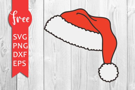 Santa Hat Svg Free, Santa Hat Svg Free Cricut, Free Santa Hat Svg, Santa Hat Svg, Cricut Explore Air Projects, Cricut Svg Files Free, Image Font, Santa Claus Hat, Winter Svg