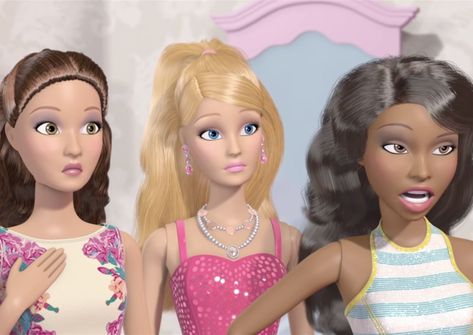 3 Trio Friends Cartoon, Us In Another Universe Trio, Best Trios Characters, Trio Girls Cartoon Aesthetic, Cute Trio Pfp, 3 Barbie Friends, Triple Friendship, Three Girls Friends, Barbie Trio