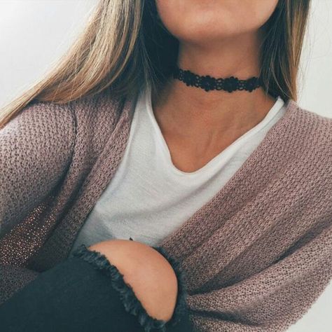 Black Lace Choker Necklace at MyBodiArt.com - Casual Cute Simple Comfy Outfits for Teens for School for Winter for Fall Choker Necklace Outfit, Choker Outfit, Black Lace Choker Necklace, Black Lace Choker, Necklace Outfit, Black Choker, Soft Grunge, Up Girl, Latest Fashion For Women