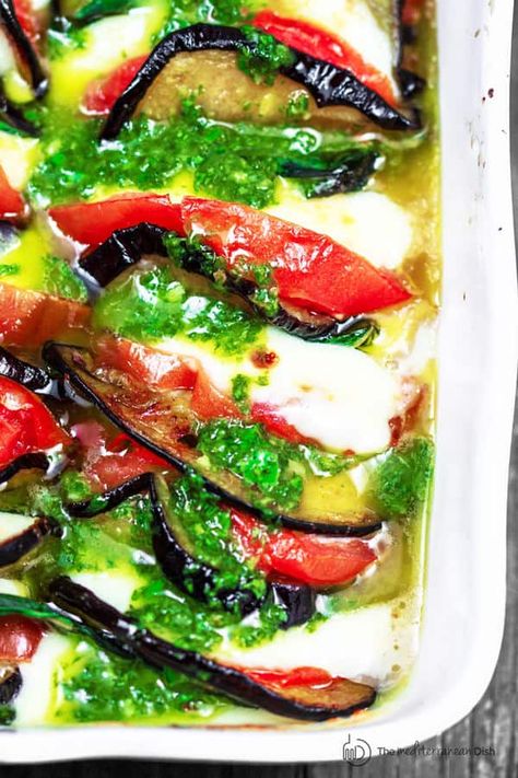 Roasted Eggplant Caprese Salad Recipe Eggplant Caprese, Caprese Salad Recipe, The Mediterranean Dish, Roasted Eggplant, Roast Eggplant, Mediterranean Dishes, Eggplant Recipes, Mediterranean Diet Recipes, Mediterranean Recipes