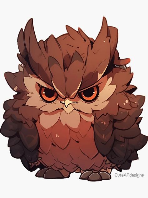 "Grumpy Owlbear cuteAF" Sticker for Sale by CuteAFdesigns | Redbubble Cute Owlbear, Owlbear Art, Werewolf Cute, Owlin Dnd, Owlbear Cub, Weird Nature, Witches Familiar, Creature Drawings, Dungeons And Dragons Characters