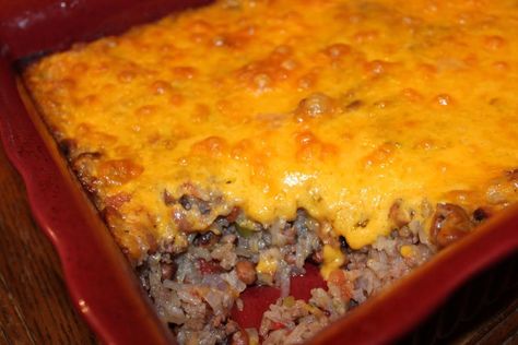 BLONDIE'S NEW YEAR'S DAY BLACK-EYED PEA CASSEROLE #rice #Casserole #peas #Black Eyed Pea #justapinchrecipes Peas Casserole, Pea Casserole, Black Eye Pea, New Years Day Meal, Blackeyed Peas, Black Eyed Peas Recipe, Black Eyed Pea, Main Dish Casseroles, Lentils And Rice