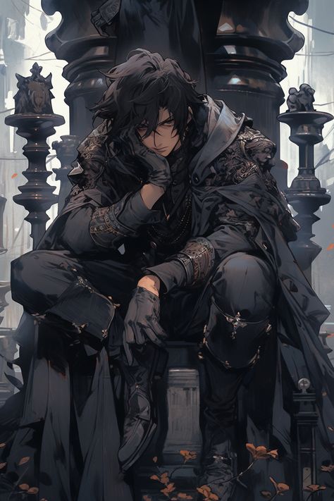 Black chess piece Rook as a human AI art Chess Anime Art, Character Art Male Black Hair, Fantasy Person, Fantasy Male, Character Design Male, Fantasy Inspiration, Fashion Icon, Dnd Characters, Handsome Anime Guys