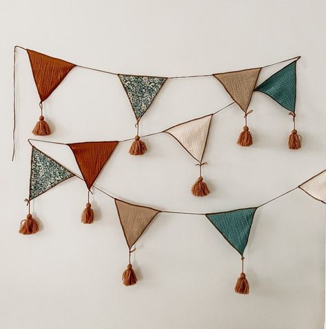 Sage Woodland Nursery, Bunting Ideas Unusual, Tassel Bunting, Sage Green Nursery, Boho Bunting, Canada Party, Bunting Ideas, Boho Garland, Handmade Bunting