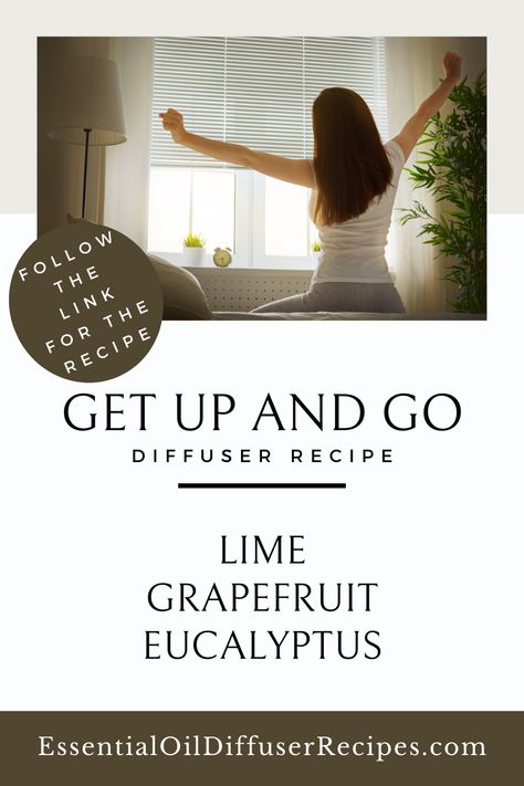 This mixture of vibrant citrus and refreshing camphor scents will invigorate your soul and prepare you for the day ahead. The Get Up and Go blend includes lime, grapefruit, and eucalyptus essential oils. Get Up And Go, Essential Oil Diffuser Recipes, Oil Diffuser Recipes, Diffuser Blend, Diffuser Recipes, Eucalyptus Essential Oil, Diffuser Blends, Essential Oil Diffuser, Oil Diffuser