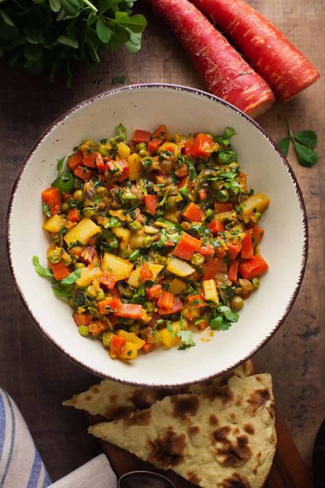 Gajar Matar Aloo - Sinfully Spicy Red Carrot, Punjabi Style, Lentils And Rice, Warm Salad, Fenugreek Leaves, Quick Dinners, Diced Carrots, Dried Mangoes, Carrots And Potatoes