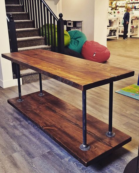 This is a display table but it would make a great kitchen island too...or even a sofa table. Just adjust the height as needed. Retail Display Table, Display Table, Pipe Furniture, Wood Rustic, Bread Butter, Store Displays, Shop Display, Retail Display, Shop Interior