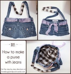 Reuse Old Jeans, Make A Purse, Artisanats Denim, Tas Denim, Jeans Tutorial, Blue Jean Purses, Denim Bag Diy, Jean Purses, Sac Diy