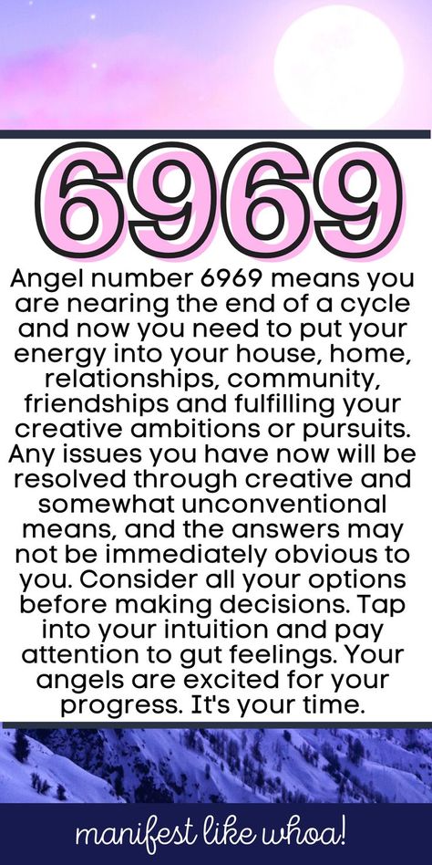 Angel number 6969 means you are nearing the end of a cycle and now you need to put your energy into your house, home, relationships, community, friendships and fulfilling your creative ambitions or pursuits. Any issues you have now will be resolved through creative and somewhat unconventional means, and the answers may not be immediately obvious to you. Consider all your options before making decisions. Tap into your intuition and pay attention to gut feelings. It's your time. 6161 Angel Number, 6161 Angel Number Meaning, Sacred Numbers, Numerology 111, Angels Numbers, Angle Numbers, Empowered Empath, Manifestation Money, Angel Spirit