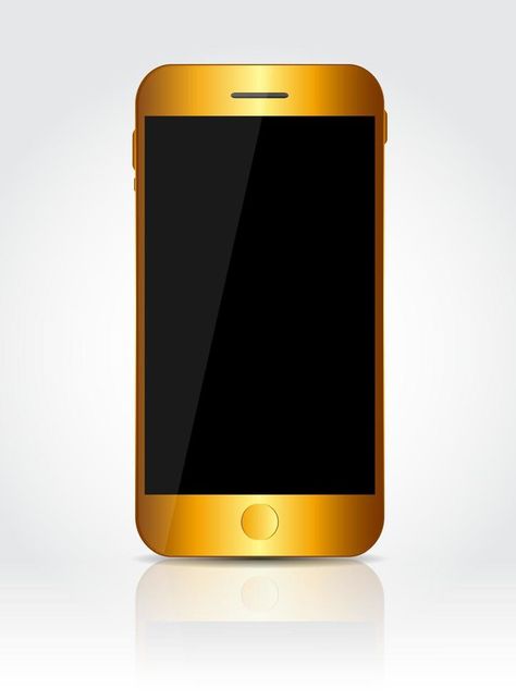 New Realistic Gold Mobile Phone With Black Screen. Gold Mobile, Black Screen, Phone Icon, Vector Art, Mobile Phone, For Free, Screen, Iphone, Electronic Products