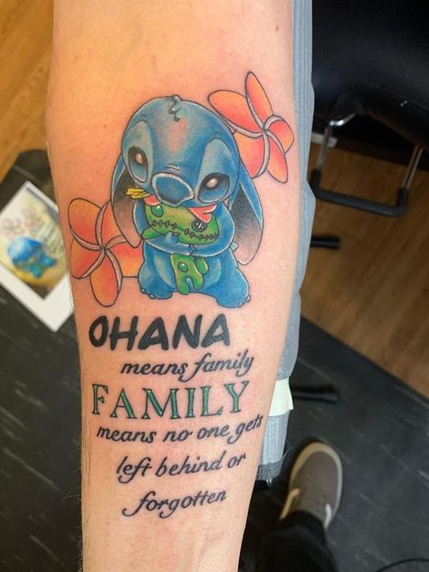 Immortal Tattoo, Stitch Tattoo, 4 Arms, Family Meaning, Disney Tattoo, Ohana Means Family, Tattoo Meaning, Leave Behind, Tattoos With Meaning