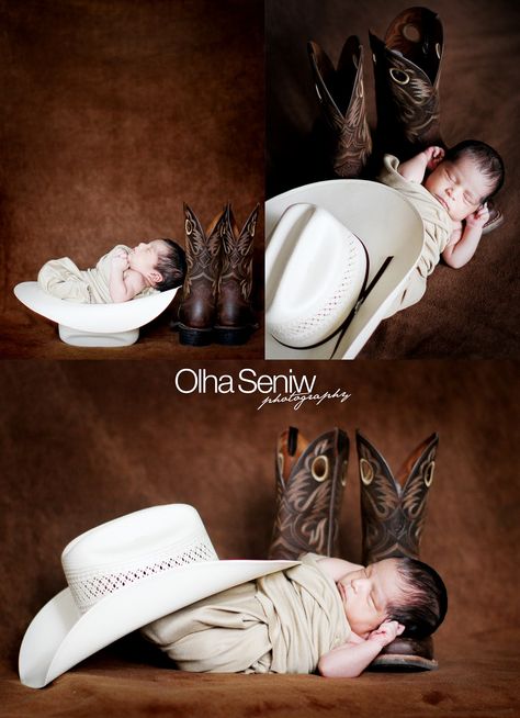 Infant Cowboy Photoshoot, Newborn Cowboy Photoshoot, Cowboy Newborn Pictures, Western Newborn Pictures, Country Baby Pictures, Newborn Cowboy, Baby Boy Newborn Pictures, Baby Milestones Pictures, Baby Announcement Pictures