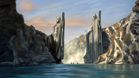 #Statues The Lord Of The Rings fan art Of Isildur and Anarion The Pillars Argonath #Argonat #1080P #wallpaper #hdwallpaper #desktop Lord Of The Rings Tattoo, Alan Lee, John Howe, Middle Earth Art, Lotr Art, Fantasy Places, Jrr Tolkien, The Lord Of The Rings, Legolas