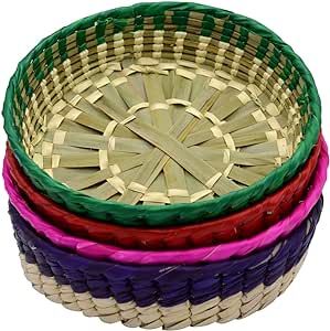 CHAMPS Mexican Artisanal Handwoven Basket| Tortilla Basket Set| Mexican Handwoven Tortilla Basket| Fiesta Mexican Tortilla Warmer| Tortilla Basket Pancake Warmer| Multicolor Handmade Palm Basket Mexican Baskets Decor, Paper Plate Woven Bowl, Ceramic Tortilla Warmer, Tortilla Basket, Mexican Tortilla, Pancake Warmer, Tortilla Warmer, Basket Set, Hand Woven Baskets