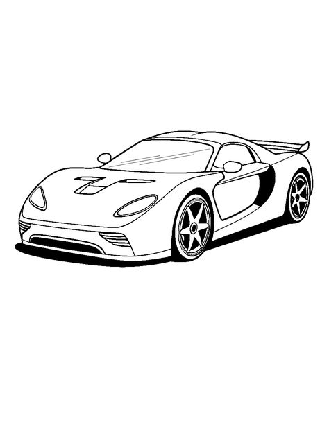 Simple Sports Car Coloring Page - A basic outline of a sleek sports car. Car Coloring Pages Free Printable, Vehicle Coloring Pages, Simple Car Drawing, Race Car Coloring Pages, Car Coloring Pages, Buggy Racing, Hot Weels, Cars Coloring Pages, Classic Mustang