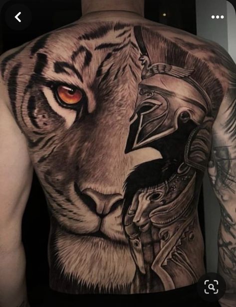 Tiger Full Body Tattoo, Back Piece Tattoo Men, Shoulder Piece Tattoo, Cartoon Tattoo Ideas, Gladiator Tattoo, Big Cat Tattoo, Animated Shows, Body Tattoo Design, Animal Sleeve Tattoo