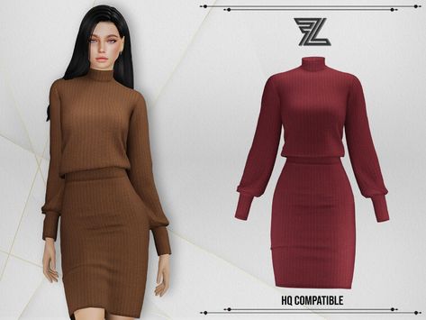 The Sims Resource - Joel Wool Dress Sims 4 Cc Clothes Female Everyday, Sims 4 Cc Elder Clothes, Sims Dresses, Sims Dress, Sims Aesthetic, Sims 4 Cc Clothes, Ts4 Clothes, Feminine Clothes, Conservative Outfits