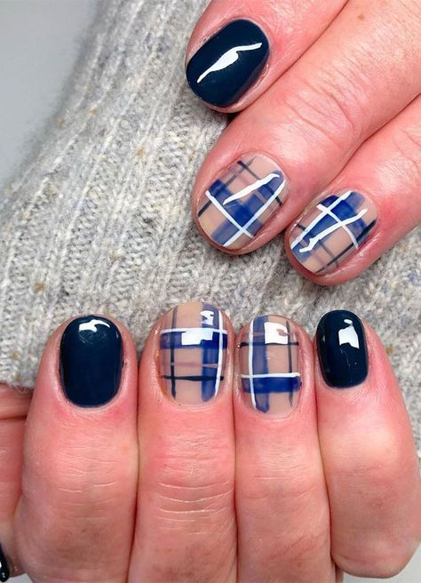 Side French Nails, Autumn Nail Art Designs, French Style Nails, Nail Designs For Autumn, Tartan Nails, Xo Nails, Temporary Closed, Modern French Style, Plaid Nail Designs