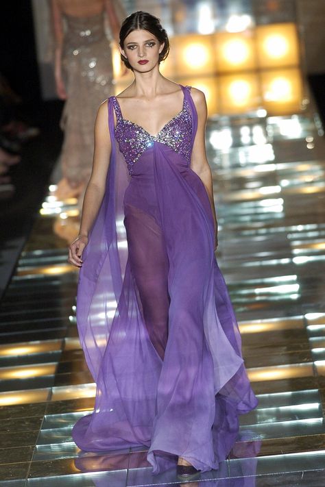 Purple Couture, Vintage Runway Fashion, 2004 Fashion, 2004 Runway, Haute Couture Paris, Gala Fashion, Elie Saab Fall, Luxurious Dresses, Designer Evening Gowns