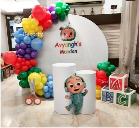 Cocomelon Stage Decoration, Cocomelon Theme, Birthday Theme Decoration, Coco Melon, 2nd Birthday Party For Boys, Cocomelon Birthday, Boys First Birthday Party Ideas, Baby Birthday Decorations, 1st Birthday Pictures