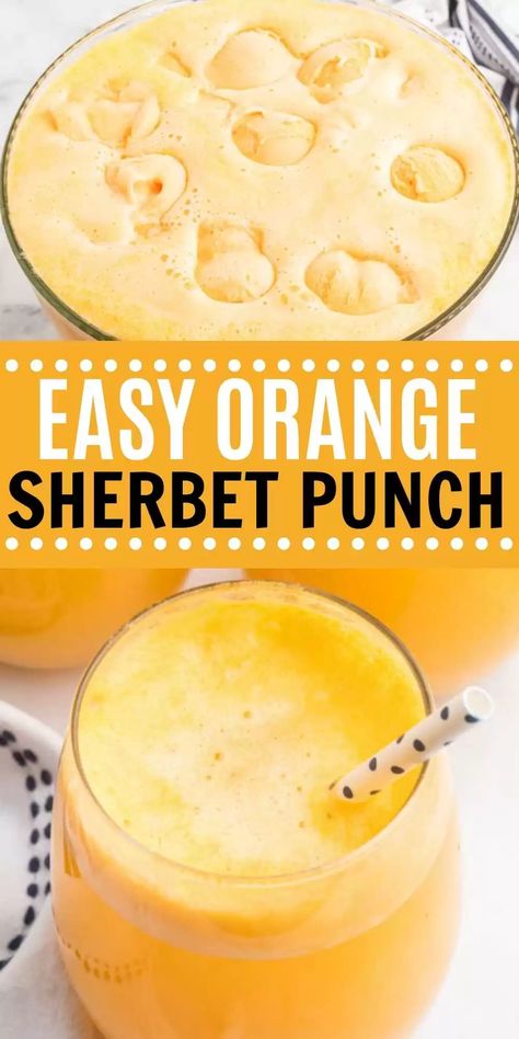 Punch Recipes With Sherbet, Orange Sherbet Punch, Sorbet Punch, Orange Punch Recipes, Best Punch Recipe, Sherbet Punch Recipes, Easy Party Punch, Sherbet Punch, Orange Punch