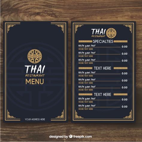 Thai Restaurant Menu, Restaurant Menu Card, Thai Food Menu, Restaurant Grill, Menu Brochure, Thai Menu, Restaurant Website Templates, Cafe Menu Design, Menu Card Design