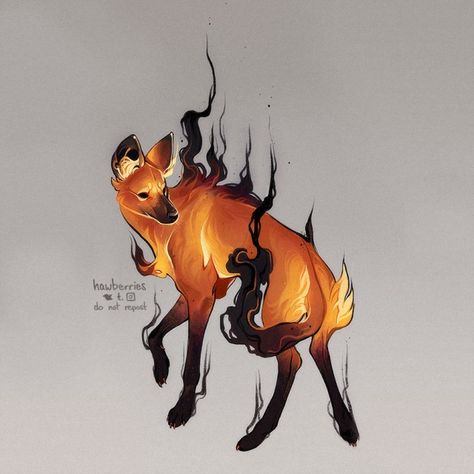 Maned Wolf Tattoo, Fox Aesthetic Drawing, Mane Wolf, Maned Wolf, Fox Drawing, Wolf Drawing, Fire Art, Desenho Tattoo, Fantasy Creatures Art