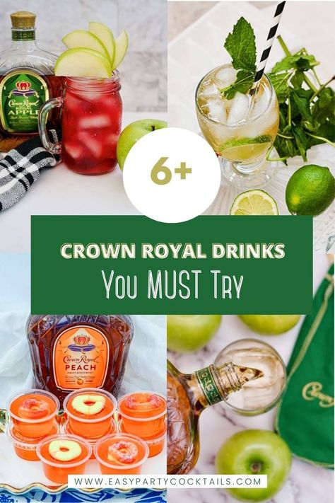 The Best Crown Royal Cocktails Crown Mixed Drinks Recipe, Cocktails With Crown Apple, Crown Royal Green Apple Drinks, Apple Crown Royal Recipes Cocktails, Apple Crown Royal Recipes, Crown Apple Mixed Drinks, Crown Apple Drinks Recipes, Blue Alcoholic Drinks, Crown Royal Recipes