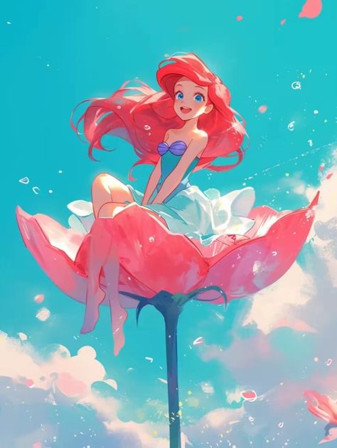 Ariel Sitting On A Rock, Pic Profile, Ariels Grotto, Art Journal Challenge, Alice In Wonderland Illustrations, Mermaid Wallpapers, Disney Princess Ariel, Disney Fantasy, Ocean Sky