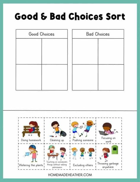 Activities About Manners For Preschool, Pre K Manners Activities, Feelings And Manners Preschool Theme, Manners Math Activities, Kindergarten Sharing Activities, Good And Bad Choices Printable, Sel Worksheets For Kindergarten, Friendship Activities Preschool Crafts Free Printable, Manner Activities For Preschoolers